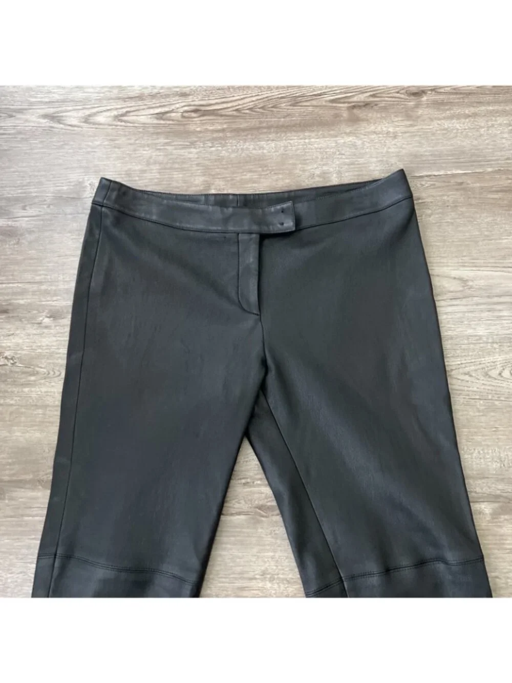 Akris Punto‎ Fancy Lambskin Nappa Leather Front Fitted Pants Womens US 10 Black